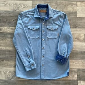 Levitate Original Flannel Shirt Men’s LARGE Light Blue Organic Corduroy Trimmed